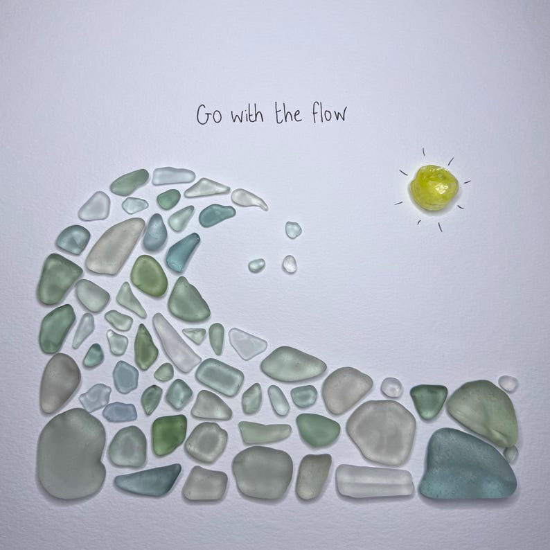 Sea Glass Wave and Sun Art: Go With the Flow