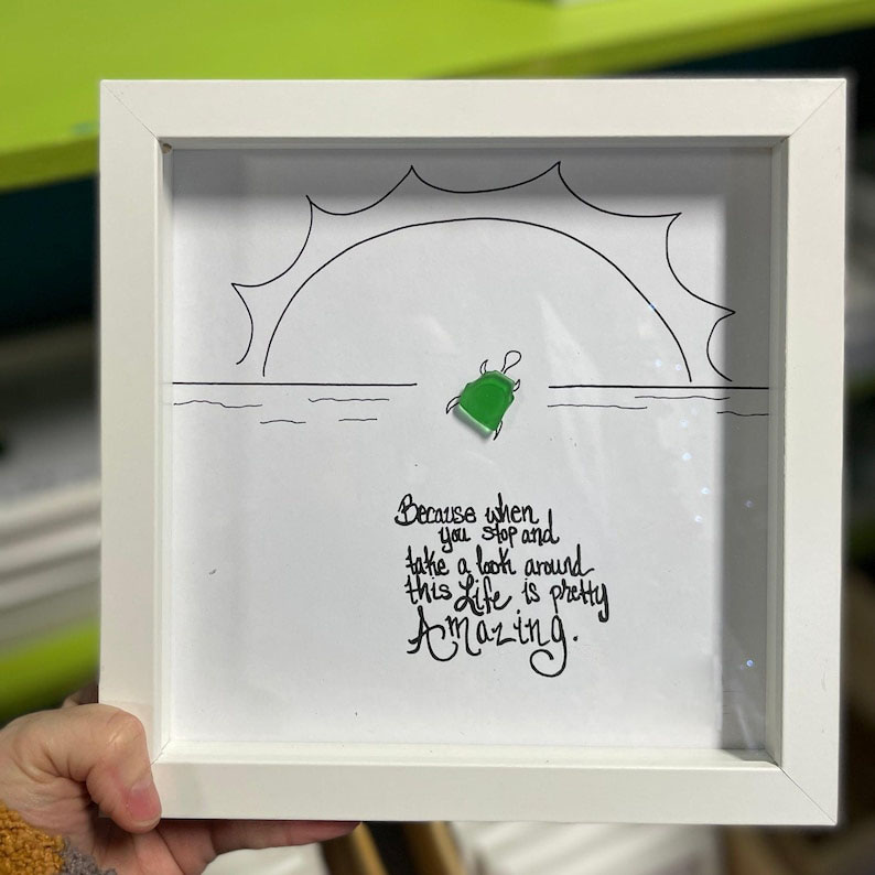Amazing Turtle  Sea Glass Art