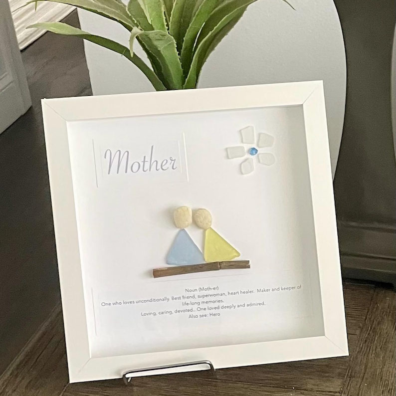 Mother&Child Sea Glass Art