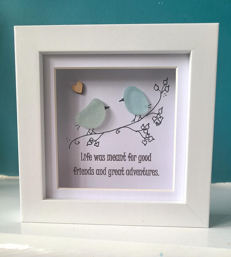 Sea Glass Friendship Picture: Two Birds Artwork