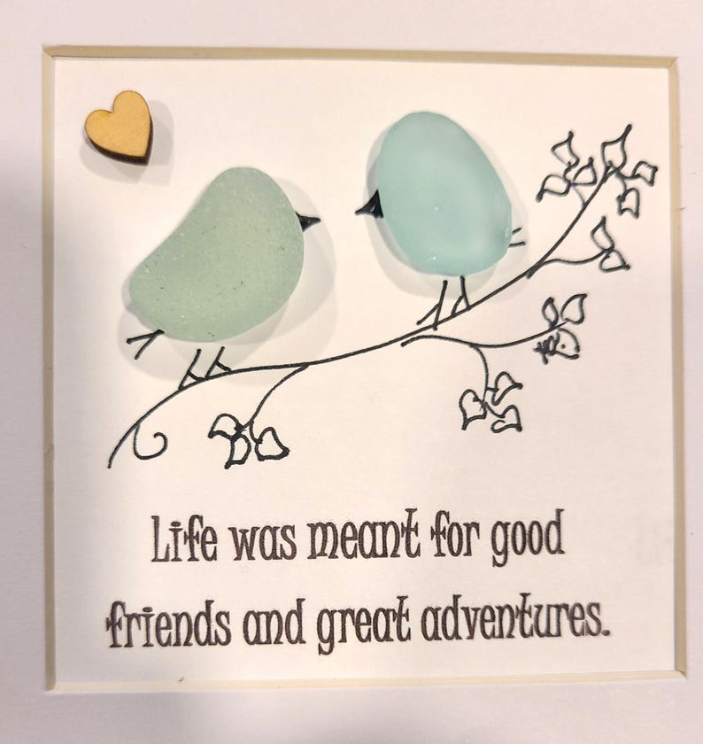 Sea Glass Friendship Picture: Two Birds Artwork