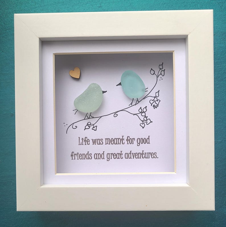 Sea Glass Friendship Picture: Two Birds Artwork