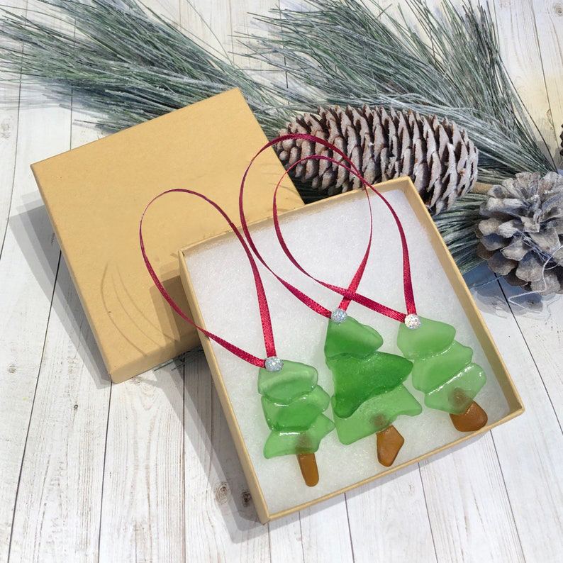 Sea Glass Christmas Tree Ornaments