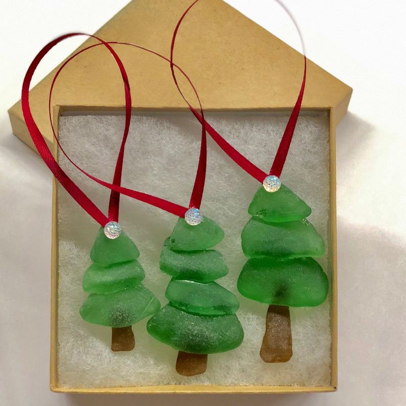 Sea Glass Christmas Tree Ornaments