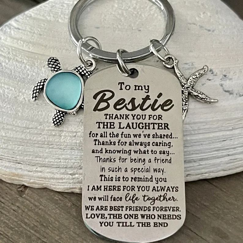 Sea turtle Sea Glass Best Friends Ocean Keychain
