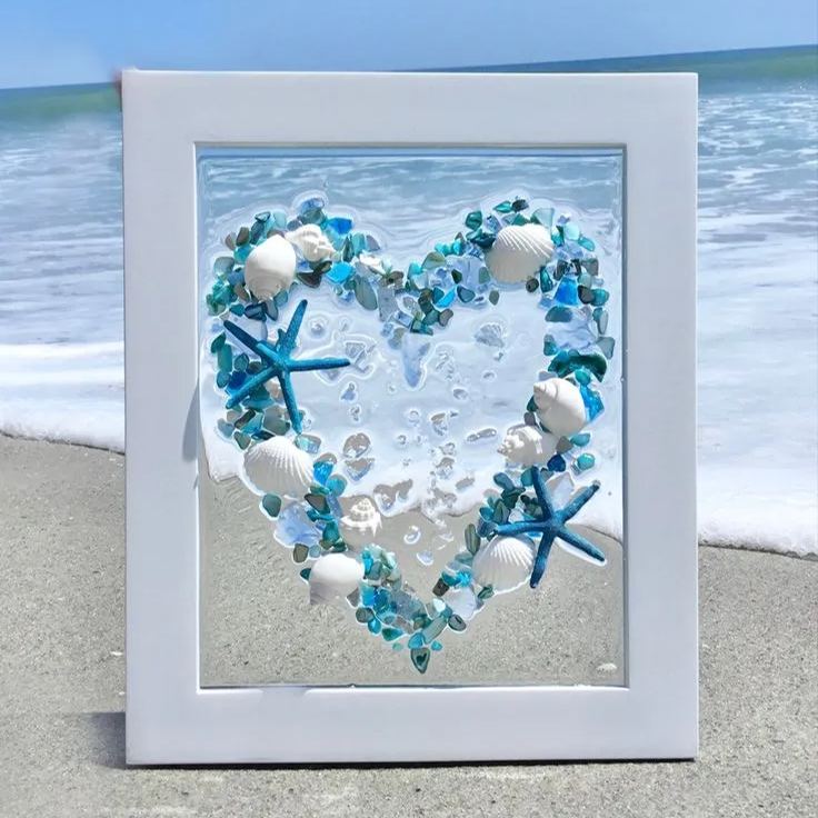 Handcrafted Sea Glass Love Heart Artwork