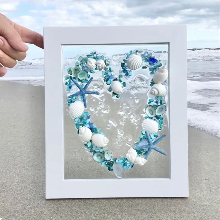 Handcrafted Sea Glass Love Heart Artwork