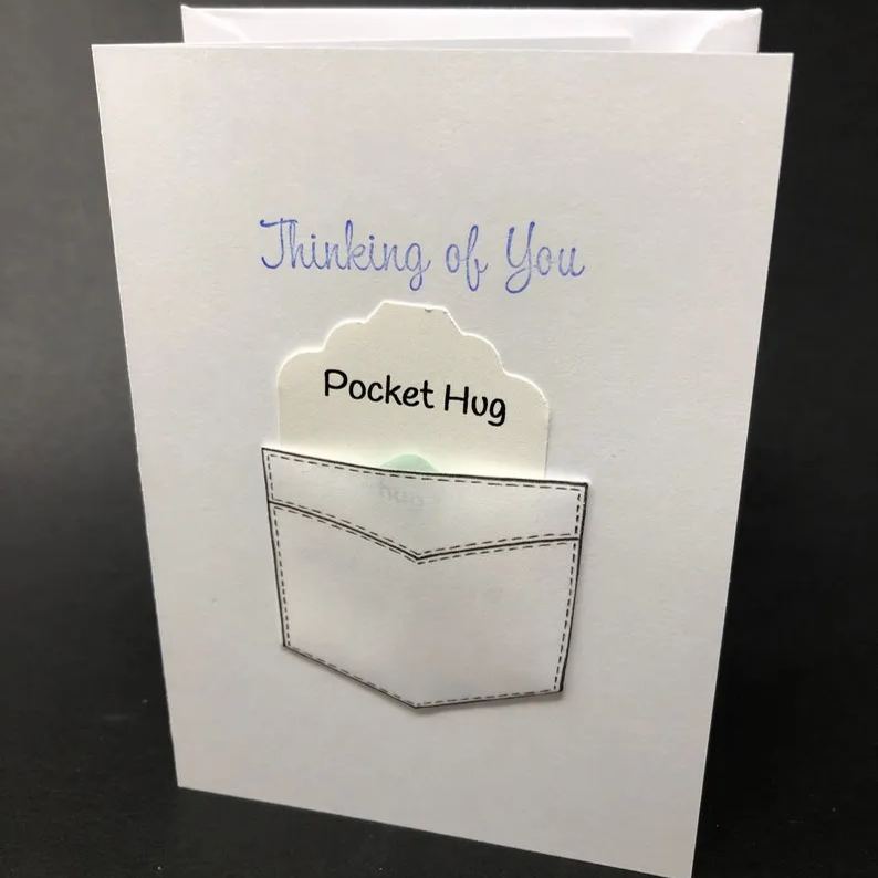 POCKET HUG CARD Genuine Seaglass Friendship Thinking of You Blank Note Card Send a Hug Mail a Hug Beach Glass Hug