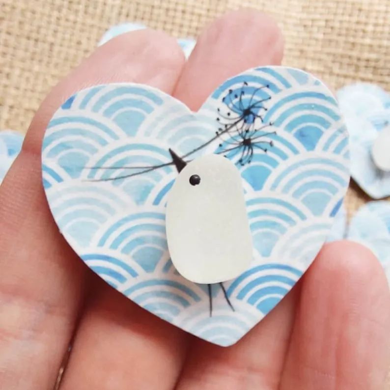 Sea Glass Bird Fridge Magnet Ornament
