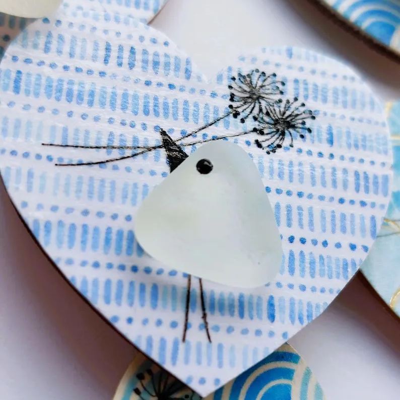 Sea Glass Bird Fridge Magnet Ornament