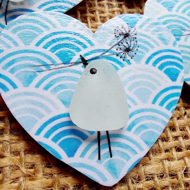 Sea Glass Bird Fridge Magnet Ornament