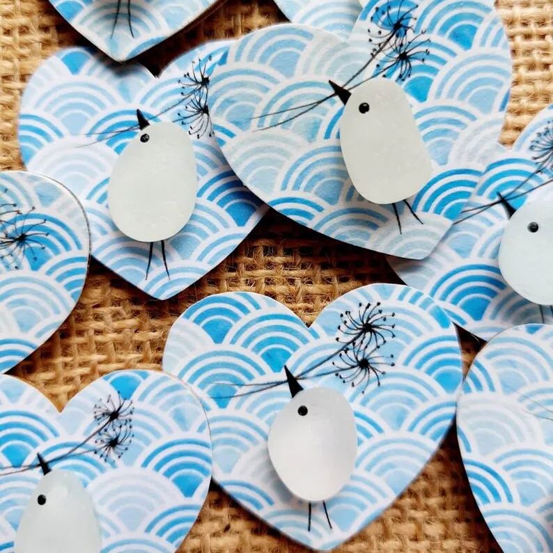 Sea Glass Bird Fridge Magnet Ornament