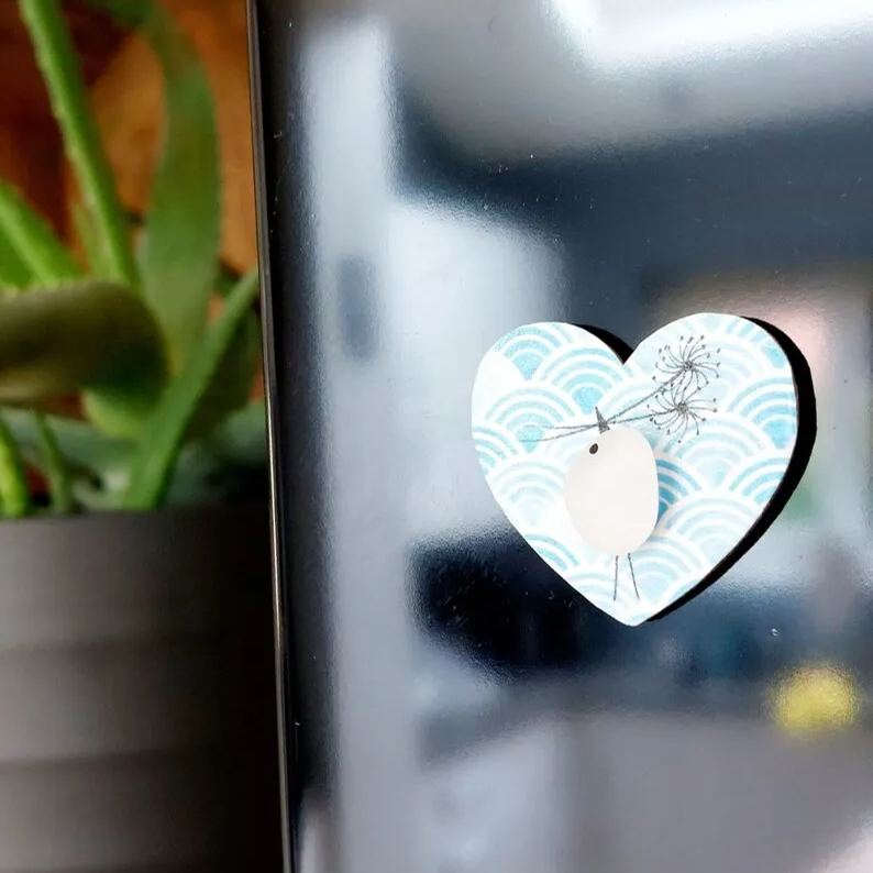 Sea Glass Bird Fridge Magnet Ornament