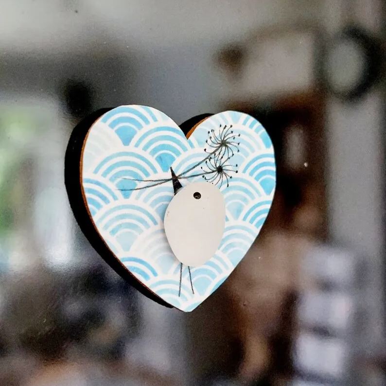 Sea Glass Bird Fridge Magnet Ornament