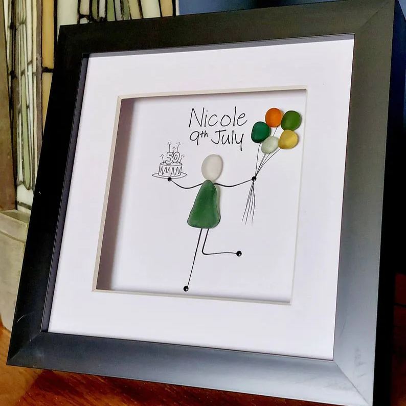 Personalised Birthday Sea Glass Picture, Milestone Birthday Gift, Birthday Gift for Friend, Best Friends Gift, Personalised Wall Art
