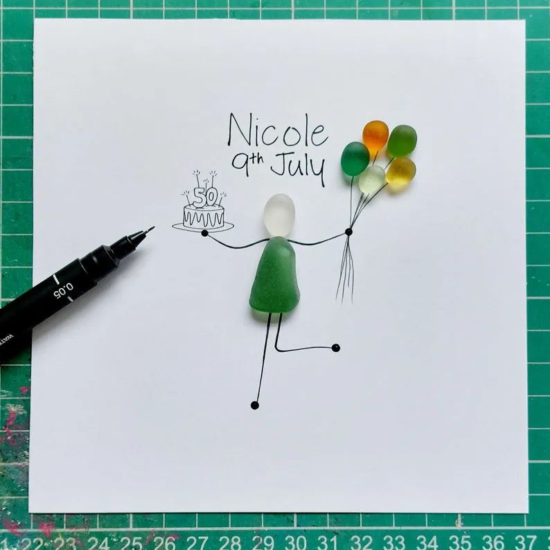 Personalised Birthday Sea Glass Picture, Milestone Birthday Gift, Birthday Gift for Friend, Best Friends Gift, Personalised Wall Art