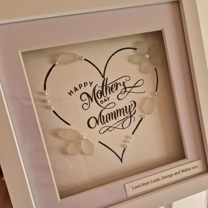 Personalised Handcrafted Light-Up Sea Glass Art – Unique Gifts for Mother's Day