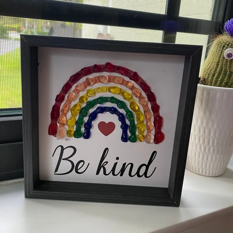 Sea Glass Rainbow Art