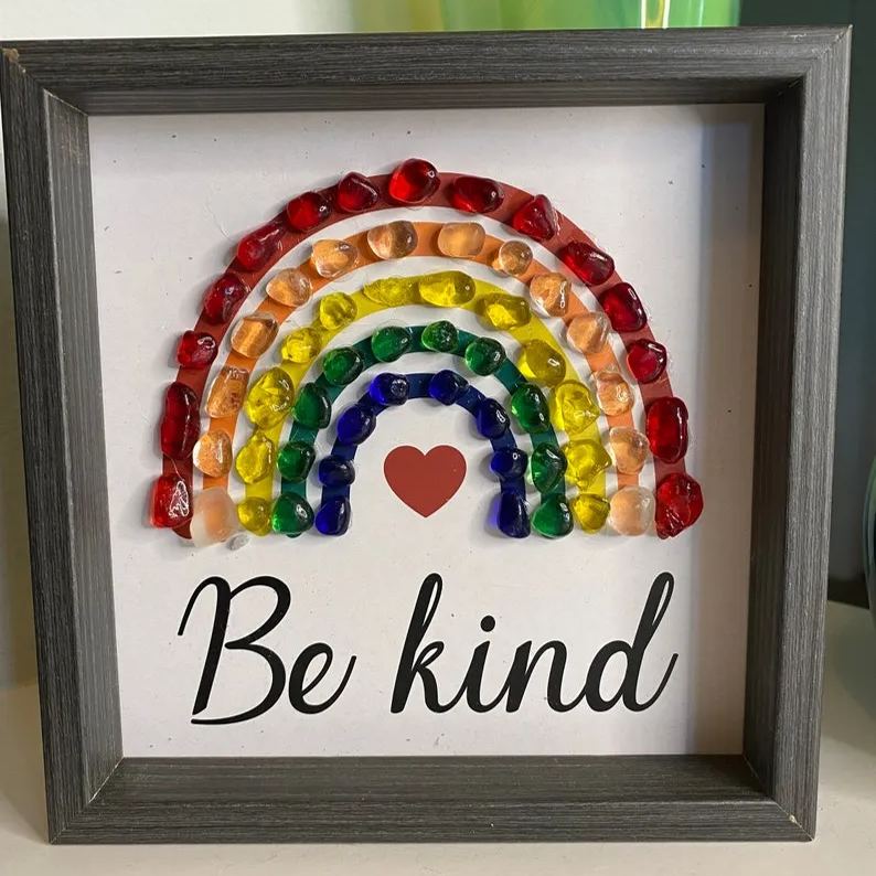 Sea Glass Rainbow Art