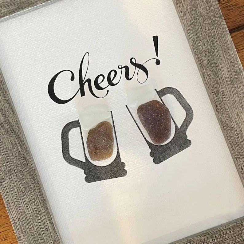 Cheers Sea Glass Art for Beer Lover