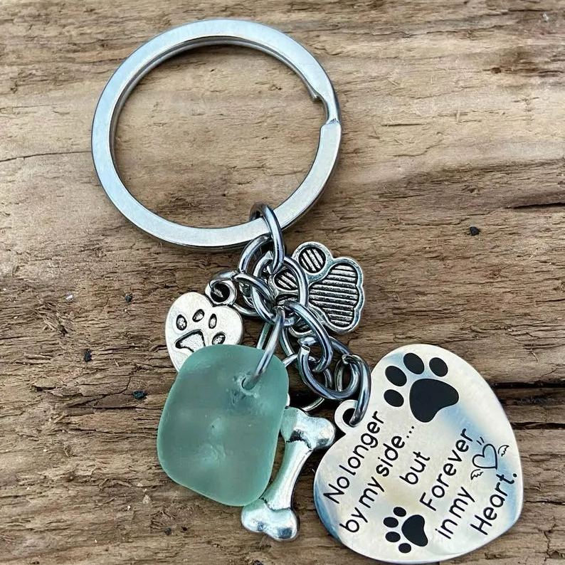 Dog Lover  Memorial Sea Glass Keychain