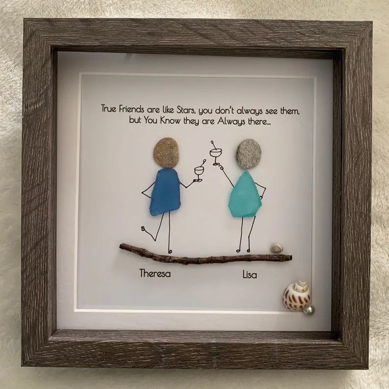 Personalized Friendship Sea Glass/Couple Gift/Valentines/Mr & Mrs/Newlyweds/BFF Gift/Best Friends/Romantic/mother daughter/Donor/Sponsor/