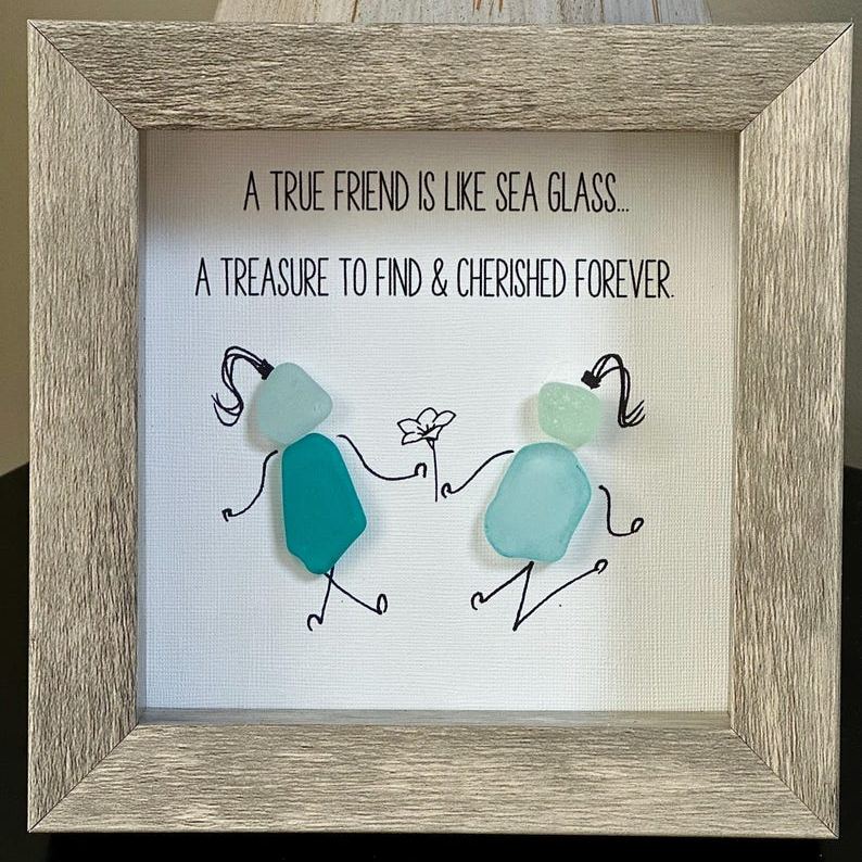 gifts for friends, best friend gifts, sea glass art, valentine gifts for friends, beach gifts, ocean themed gifts, beach theme art