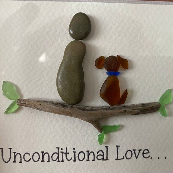 Unconditional Love,Dog Lovers Sea Glass Art