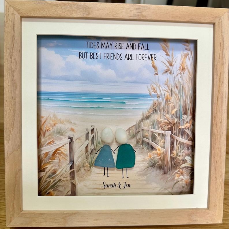 Personalized Best Friend beach Themed Sea Glass Art