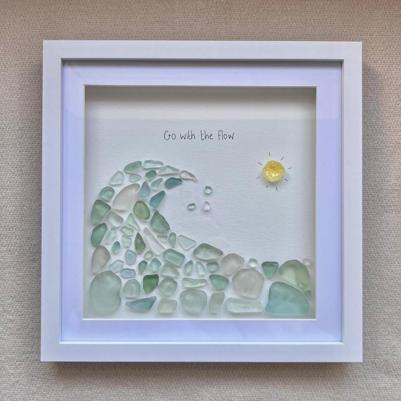 Sea Glass Wave and Sun Art: Go With the Flow