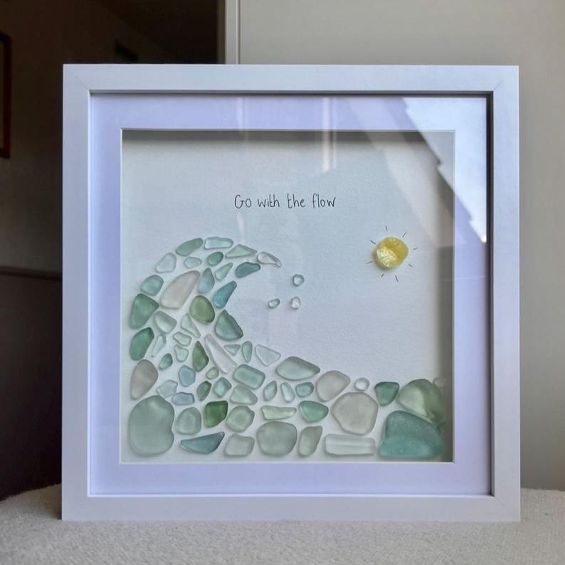 Sea Glass Wave and Sun Art: Go With the Flow
