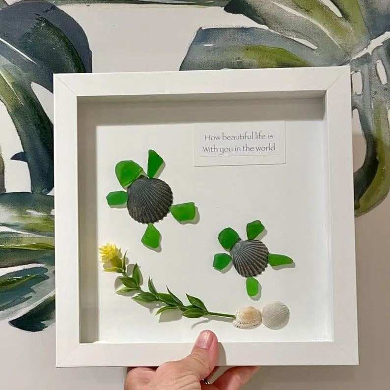 Sea Glass Sea Turtle Art