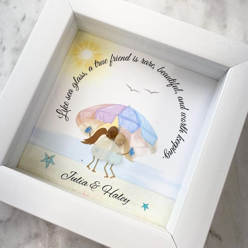 Personalized Sea Glass Art for Long Distance Friends