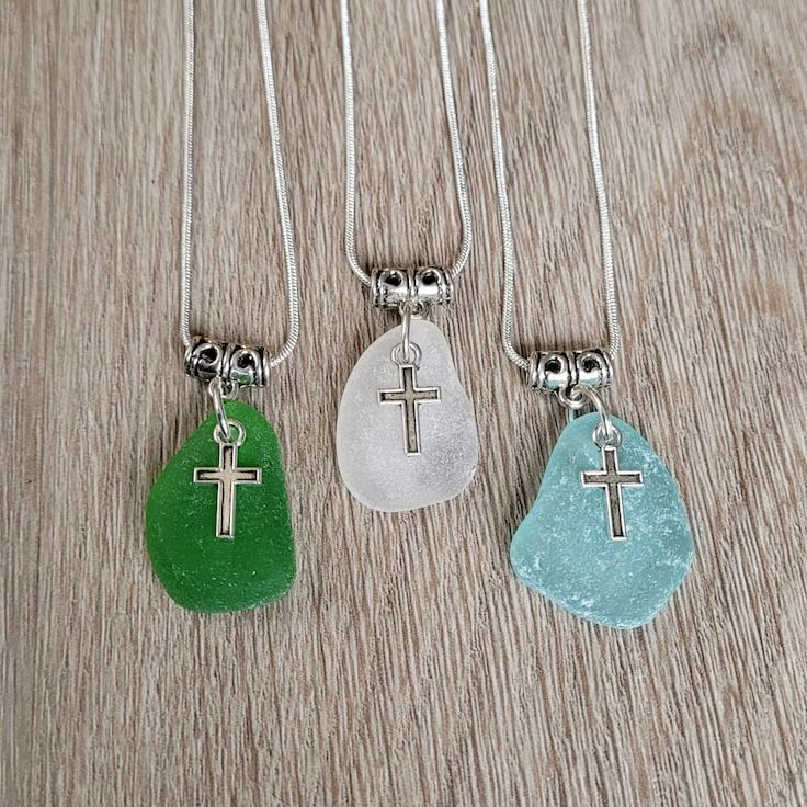 Sea Glass Cross Necklace 