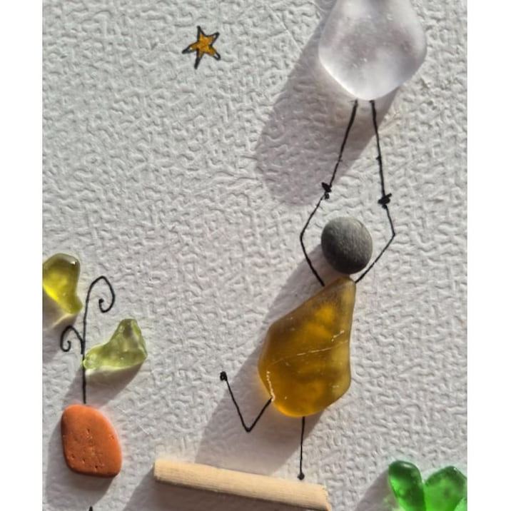 Personalized Sea Glass Friendship Frame – Handmade Inspirational Coastal Wall Art – Best Friend Gift – Encouragement Decor – Made in France