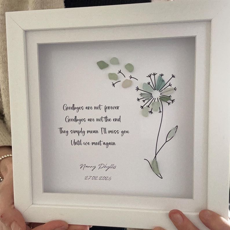Gift For Sympathy & Bereavement, Sorry For Your Loss Keepsake Token, Loss Of Someone Special, Pebble and Seaglass, Dandelion Framed Picture
