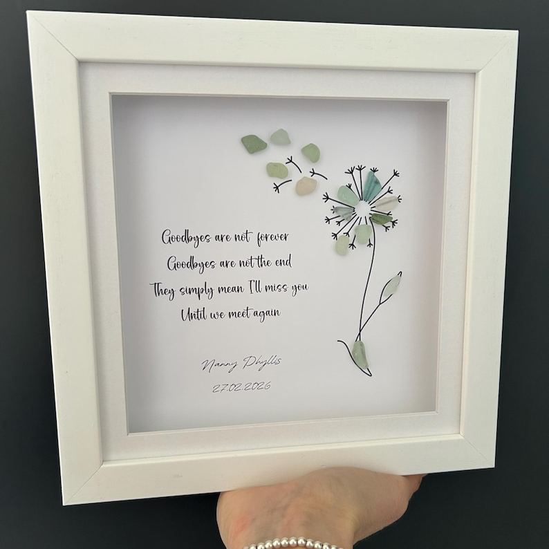 Gift For Sympathy & Bereavement, Sorry For Your Loss Keepsake Token, Loss Of Someone Special, Pebble and Seaglass, Dandelion Framed Picture