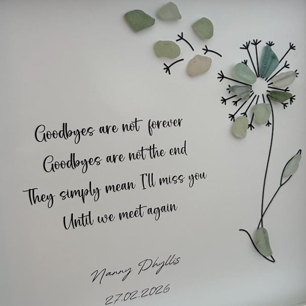 Gift For Sympathy & Bereavement, Sorry For Your Loss Keepsake Token, Loss Of Someone Special, Pebble and Seaglass, Dandelion Framed Picture