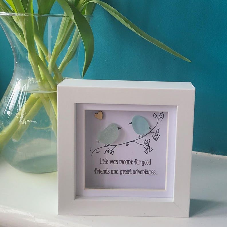 Sea Glass Friendship Picture: Two Birds Artwork