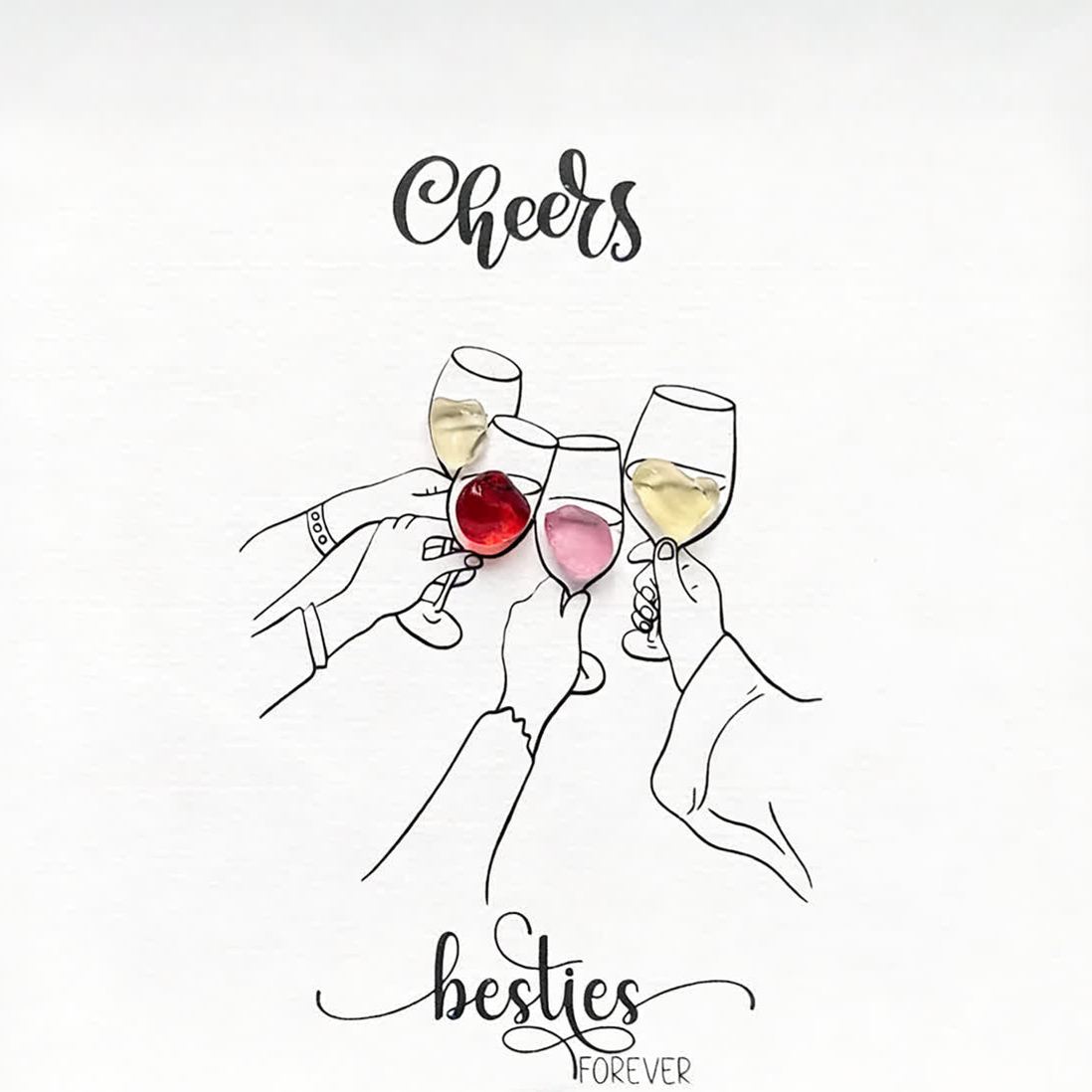 Forever Besties Sea Glass Art