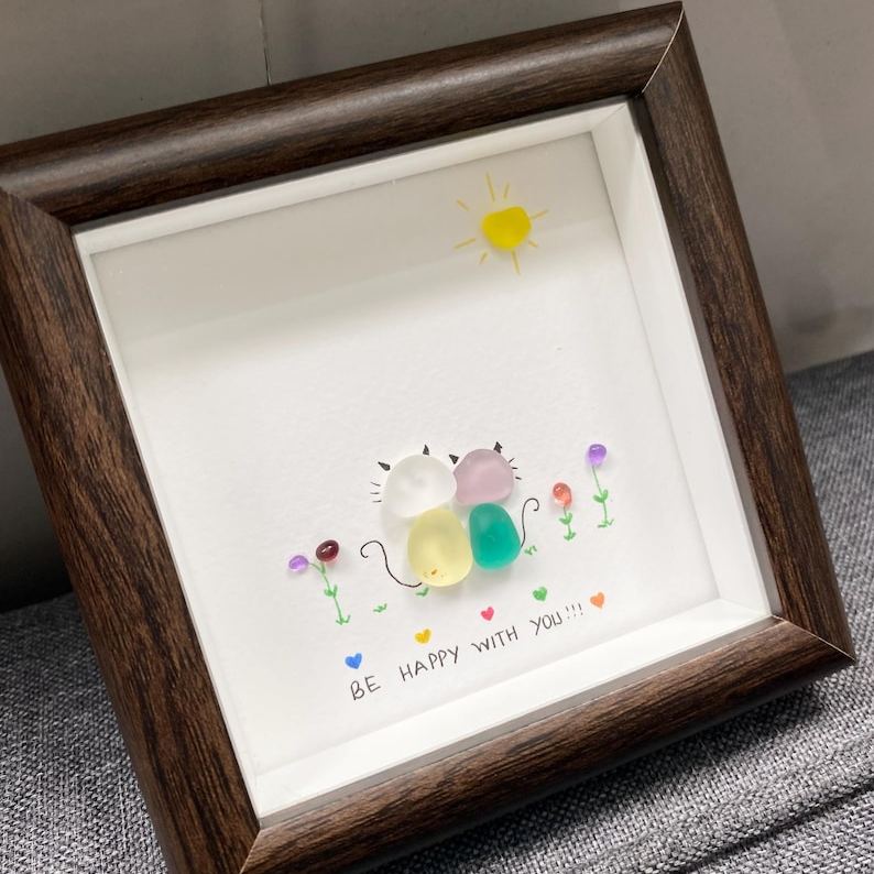 Sea Glass Couple Art | Handmade Anniversary Gift, Framed