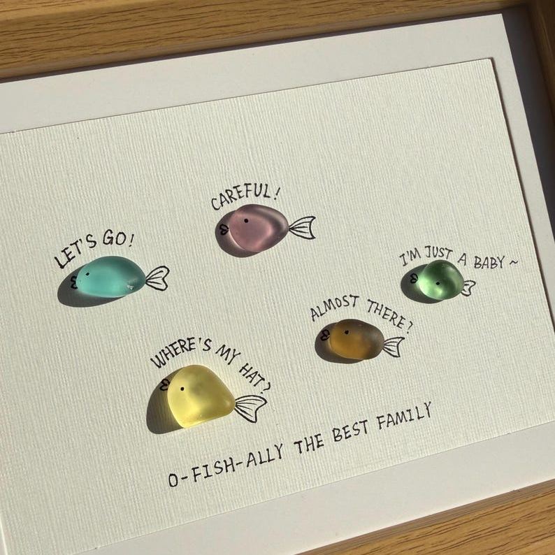 "O-fish-ally the Best Family" Sea Glass Art 
