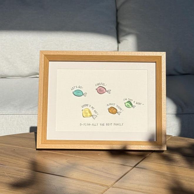 "O-fish-ally the Best Family" Sea Glass Art 