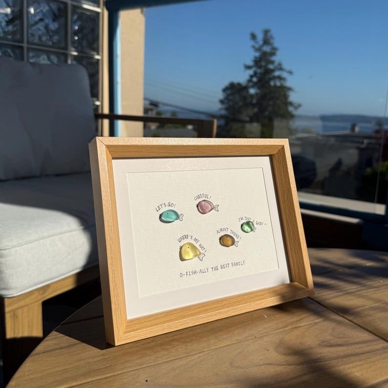"O-fish-ally the Best Family" Sea Glass Art 
