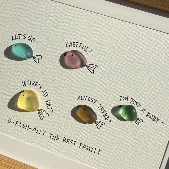 "O-fish-ally the Best Family" Sea Glass Art 