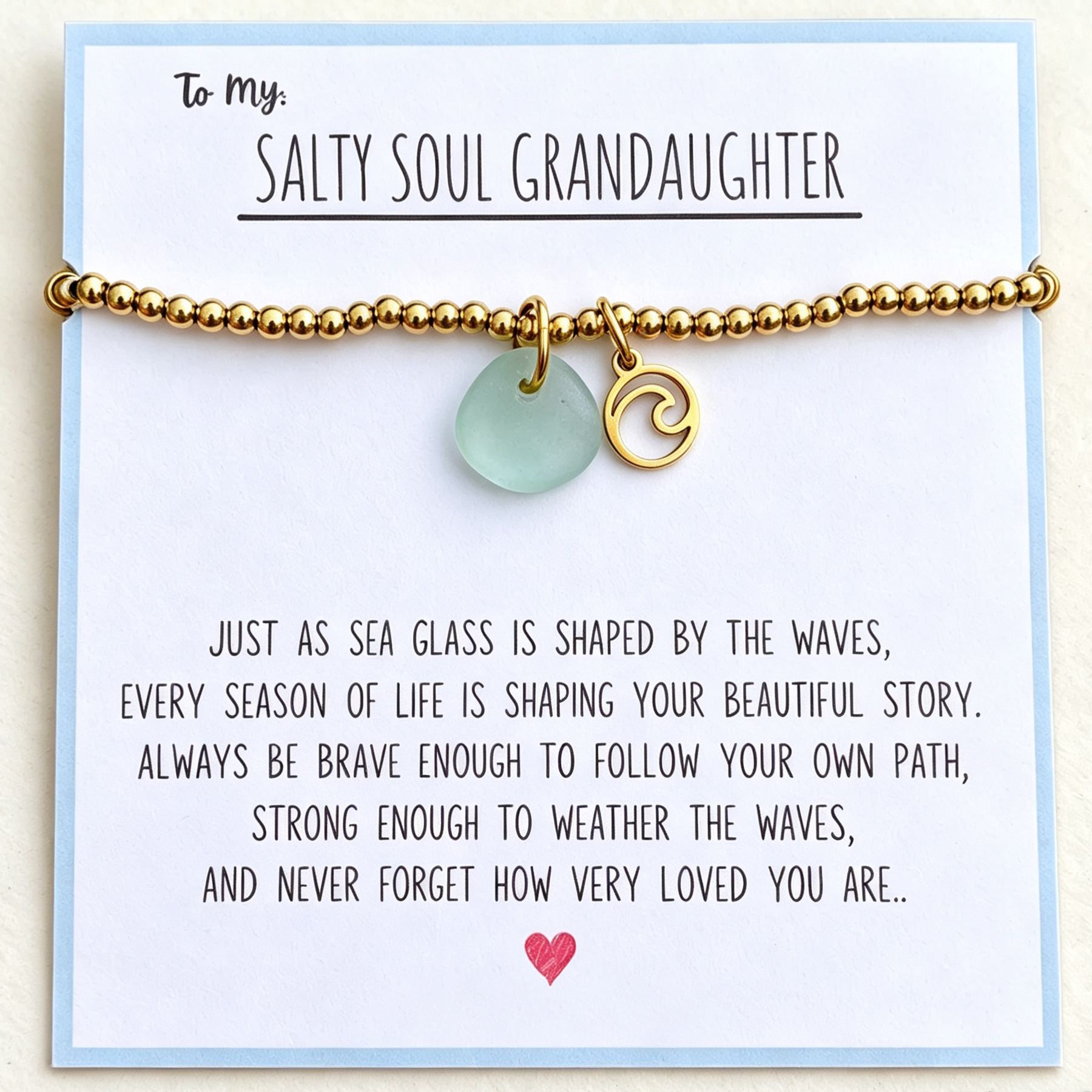 To My Granddaughter Sea Glass Bracelet Gift from Grandma