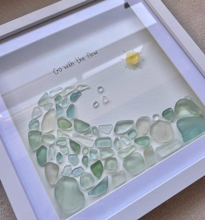 Sea Glass Wave and Sun Art: Go With the Flow