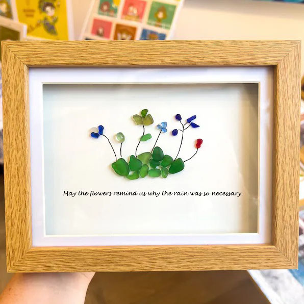 Handmade Flower Sea Glass Art