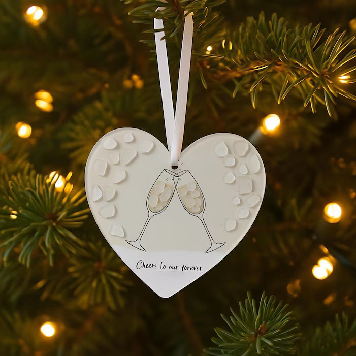 Cheers Heart Sea Glass Ornament