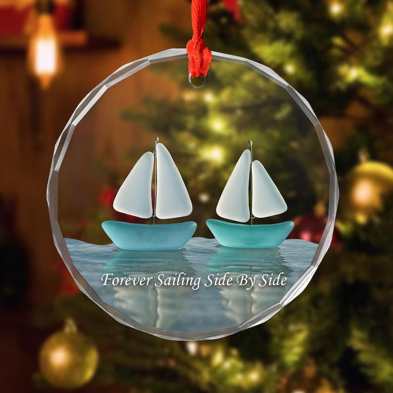 Sailboat Sea Glass Ornament 